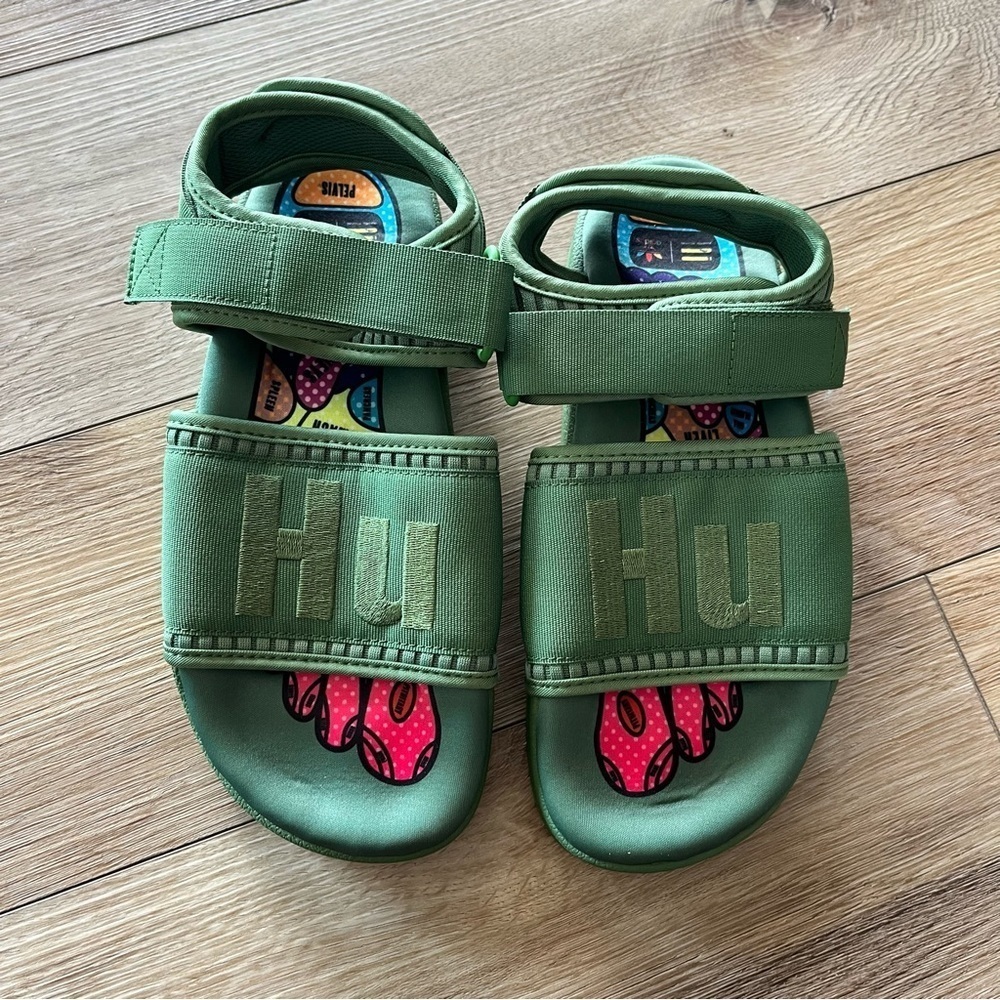 Adidas Size 5 Pharrell x Adilette 2.0 Sandal Hu Human Race Green